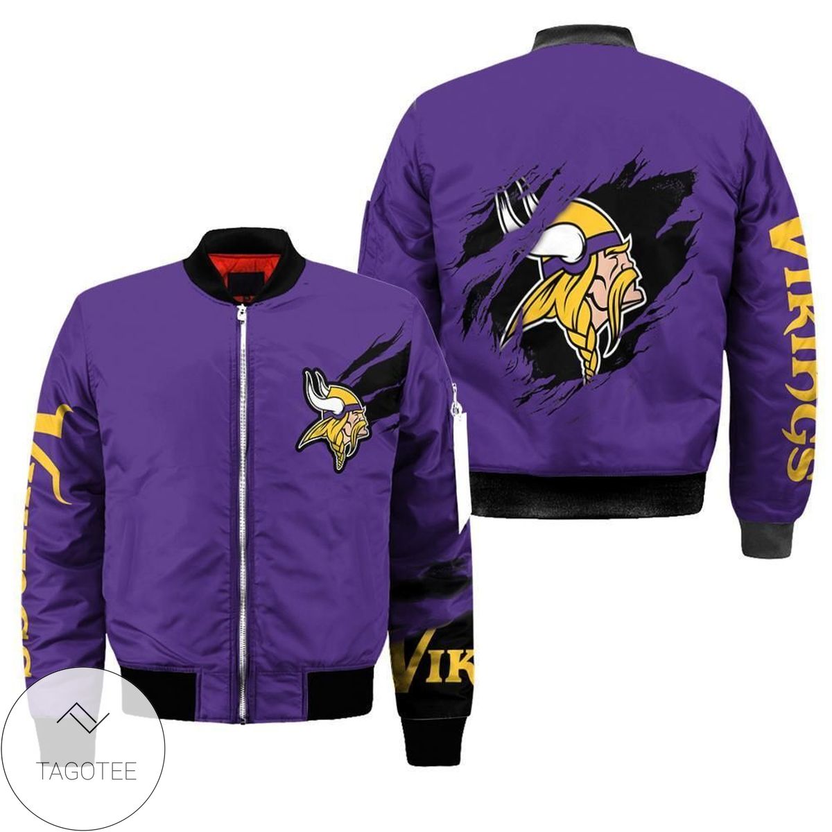 Minnesota Vikings Purple 3d Printed Unisex Bomber Jacket