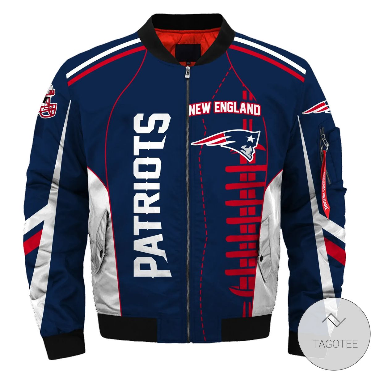 New England Patriots Blue 3d Printed Unisex Bomber Jacket