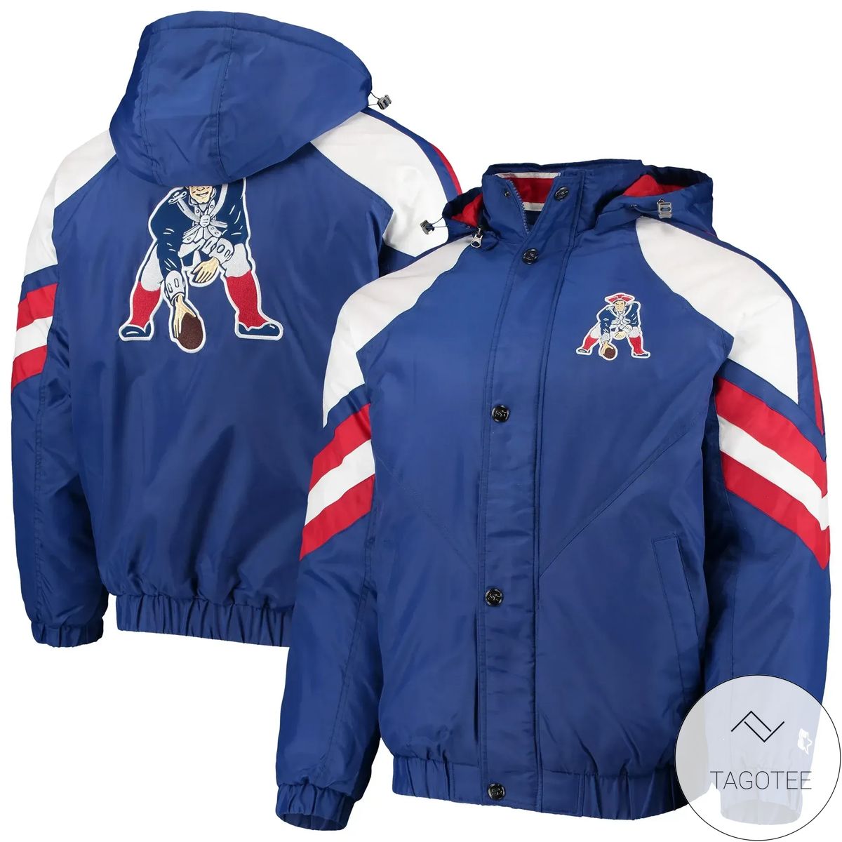 New England Patriots Nfl National Football League Starter Throwback Pro Raglan Full Royal Bomber Jacket Jacket