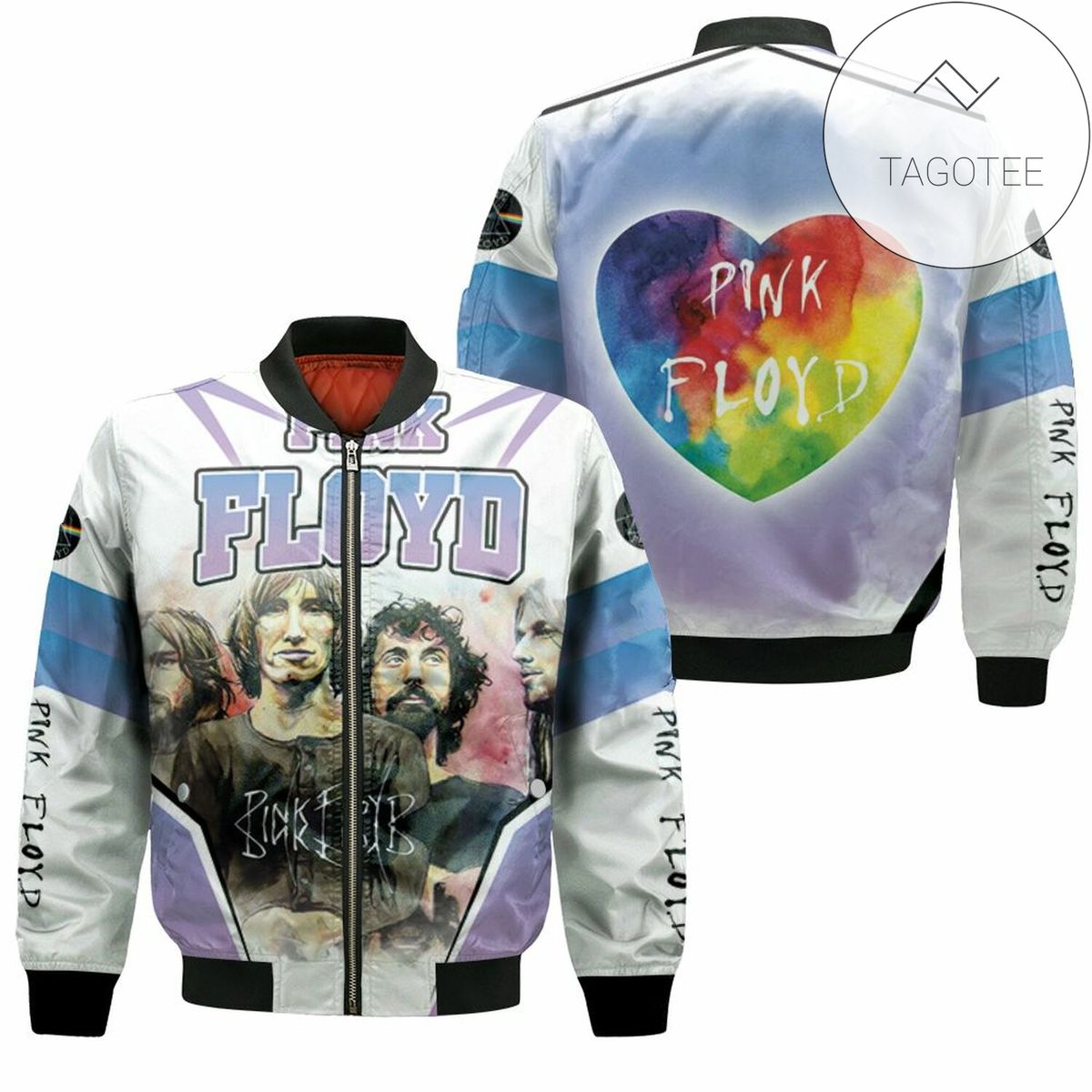Pink Floyd Rainbow Heart Purple Bomber Jacket