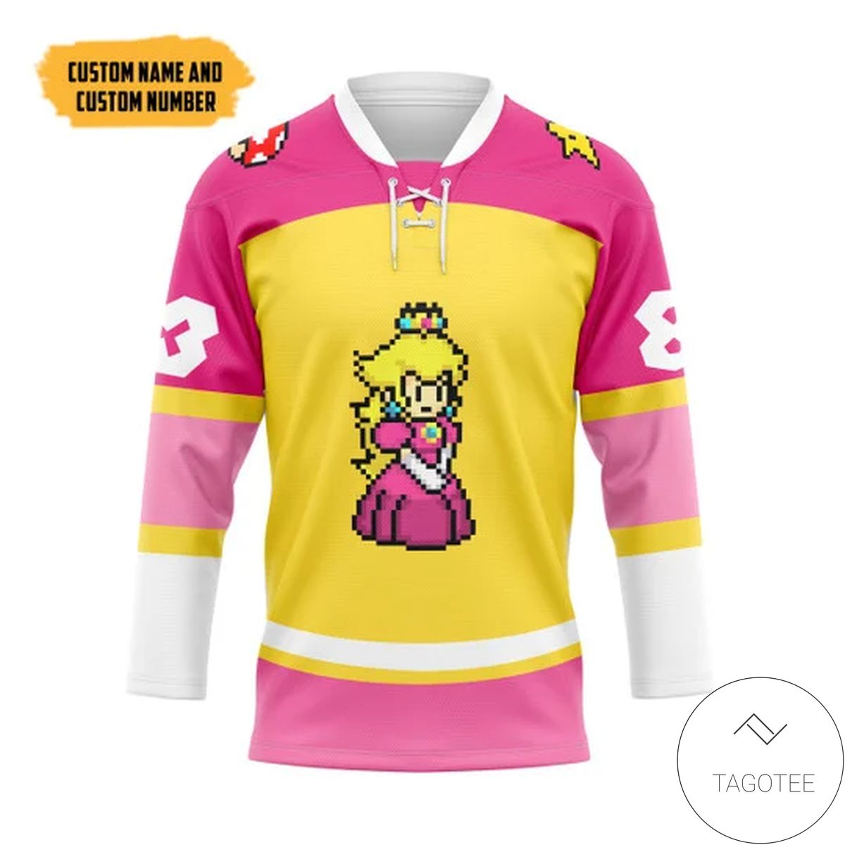 Princess Peach Sports Custom Name Custom Number Hockey Jersey