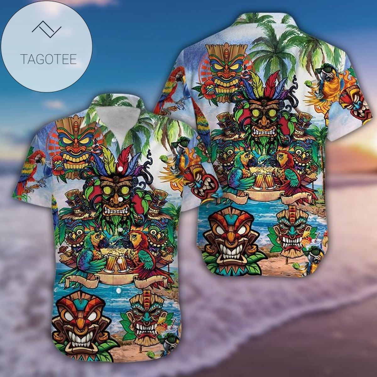 2022 Authentic Hawaiian Shirts Aloha Tiki On The Beach #280421h