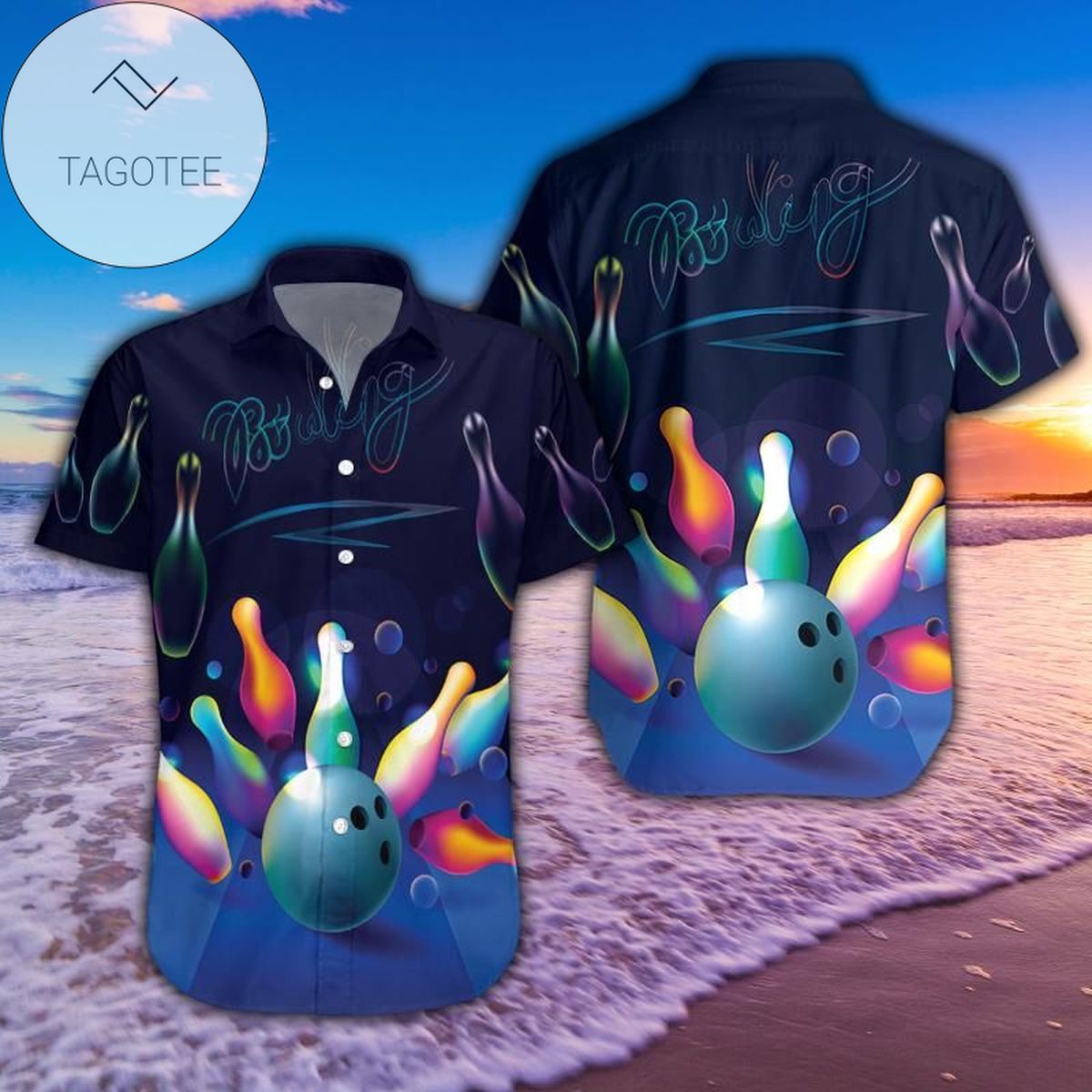 2022 Authentic Hawaiian Shirts Bowling Glowing Neon #260421l