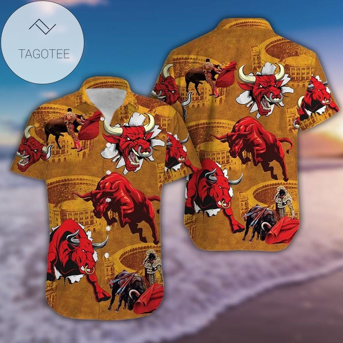2022 Authentic Hawaiian Shirts Red Bulls And Bullfighter #270421h