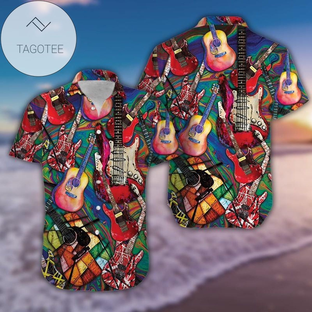 Amazing Colorful Art Love Guitar Unisex Hawaiian Shirts