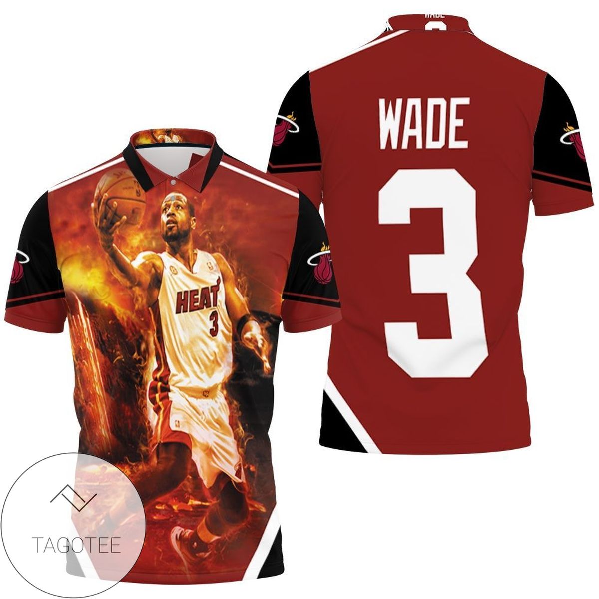 Miami Heat Legends On Flame Logo For Fan All Over Print Polo Shirt