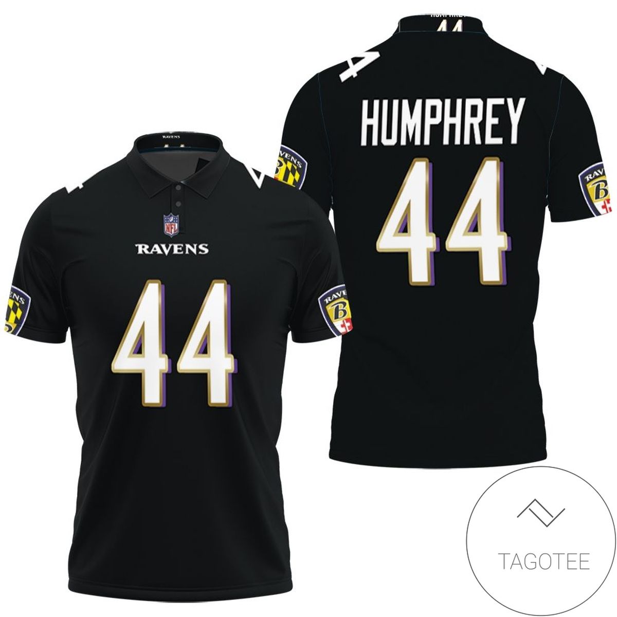 3D Baltimore Ravens Marlon Humphrey #44 Great Player Nfl American Football Game Jersey Black 2019 3d Designed Allover Gift For Ravens Fans All Over Print Polo Shirt