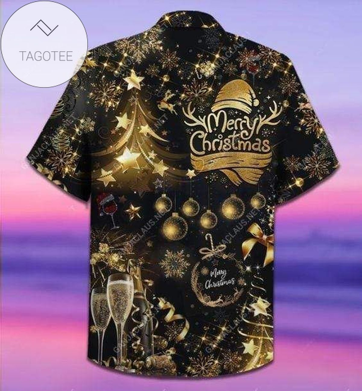 Buy 2022 Authentic Hawaiian Shirts Merry Christmas Gold Bling