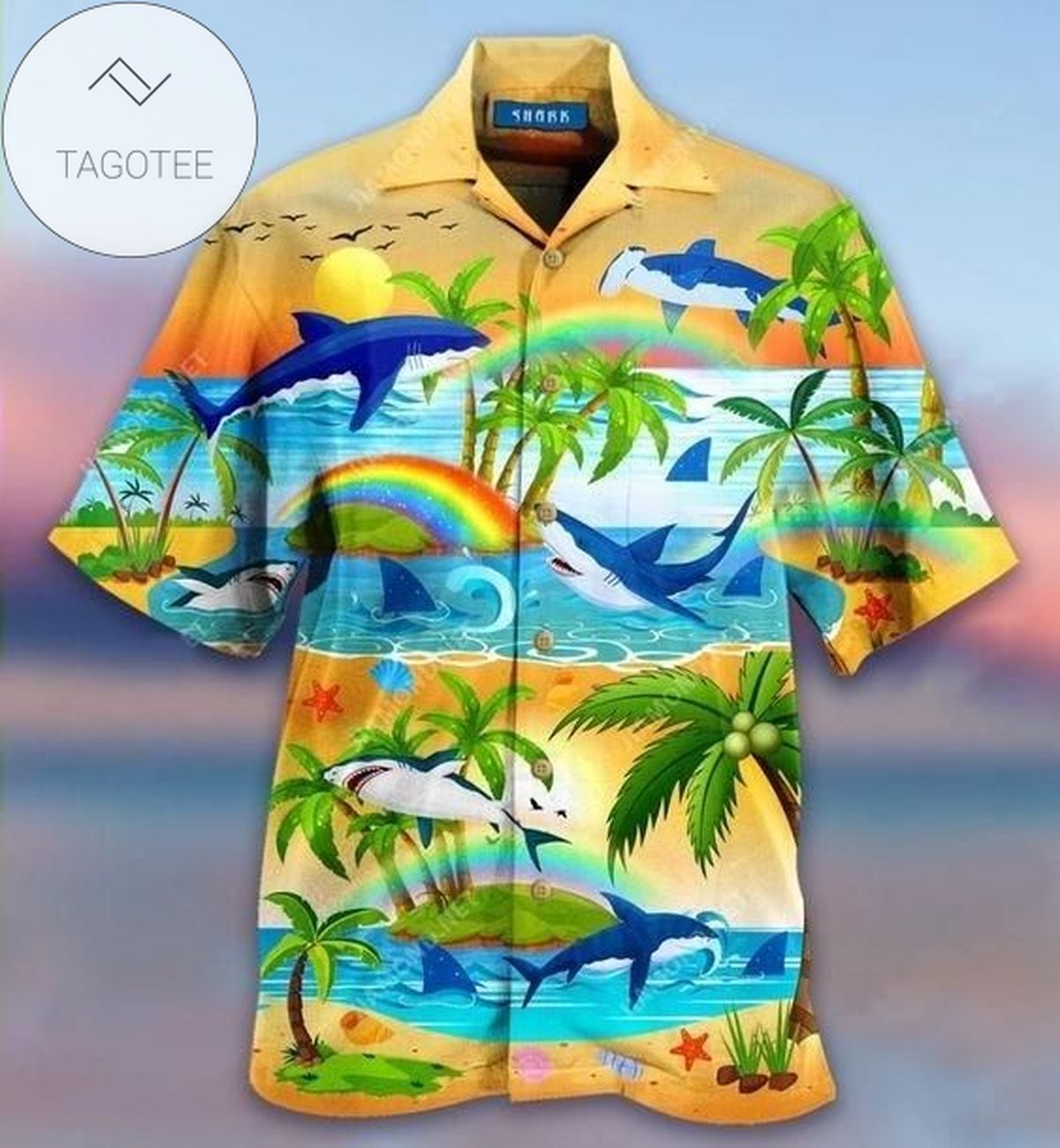 Buy 2022 Authentic Hawaiian Shirts Rainbow And Sharks