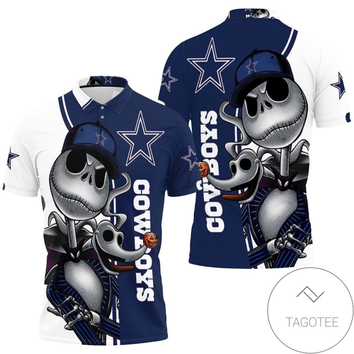 Dallas Cowboys Jack Skellington And Zero All Over Print Polo Shirt