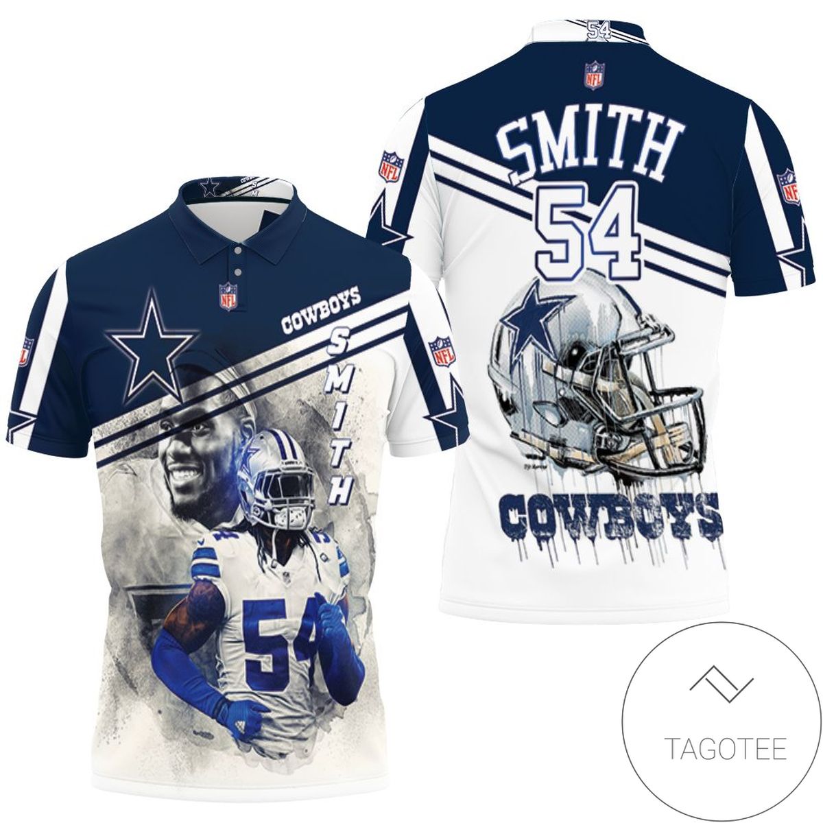 Dallas Cowboys Jaylon Smith 54 3d All Over Print Polo Shirt