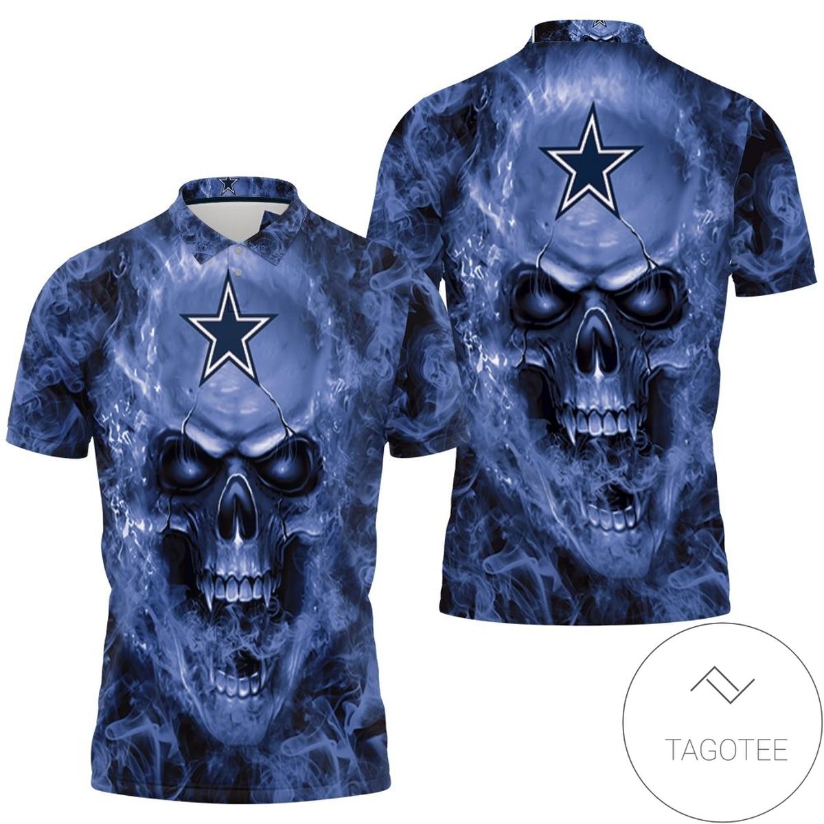 Dallas Cowboys Nfl Fans Skull All Over Print Polo Shirt