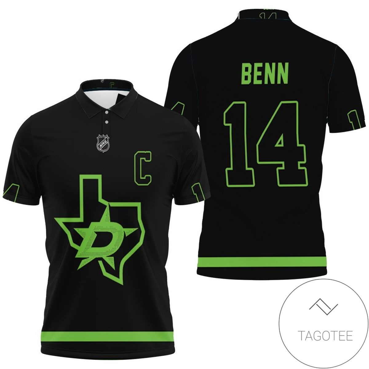 Dallas Stars Jamie Benn Nhl 2020 Black Jersey Inspired All Over Print Polo Shirt