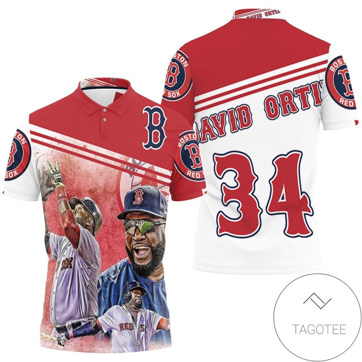 David Ortiz 34 Boston Red Sox All Over Print Polo Shirt
