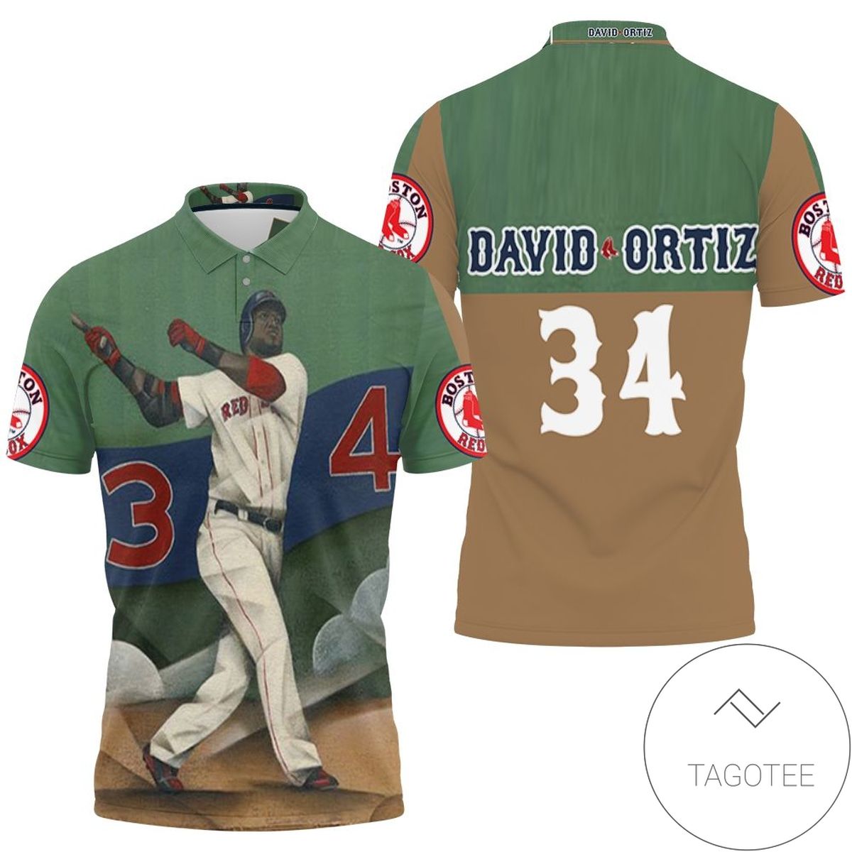 David Ortiz Boston Red Sox 34 All Over Print Polo Shirt