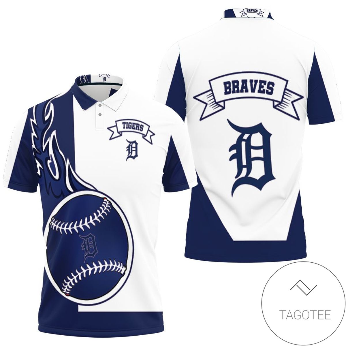 Detroit Tigers 3d All Over Print Polo Shirt