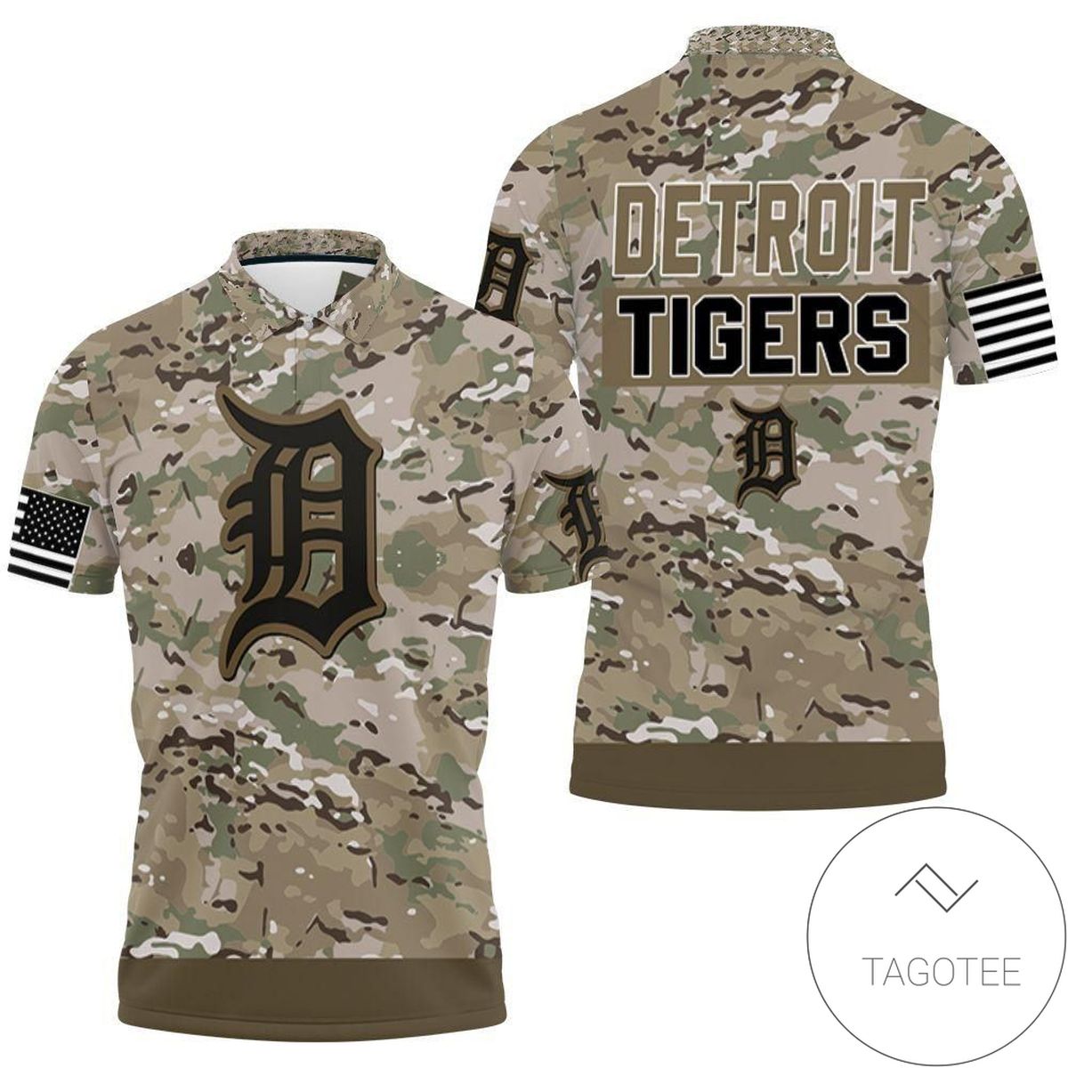 Detroit Tigers Camouflage Veteran 3d Jersey All Over Print Polo Shirt