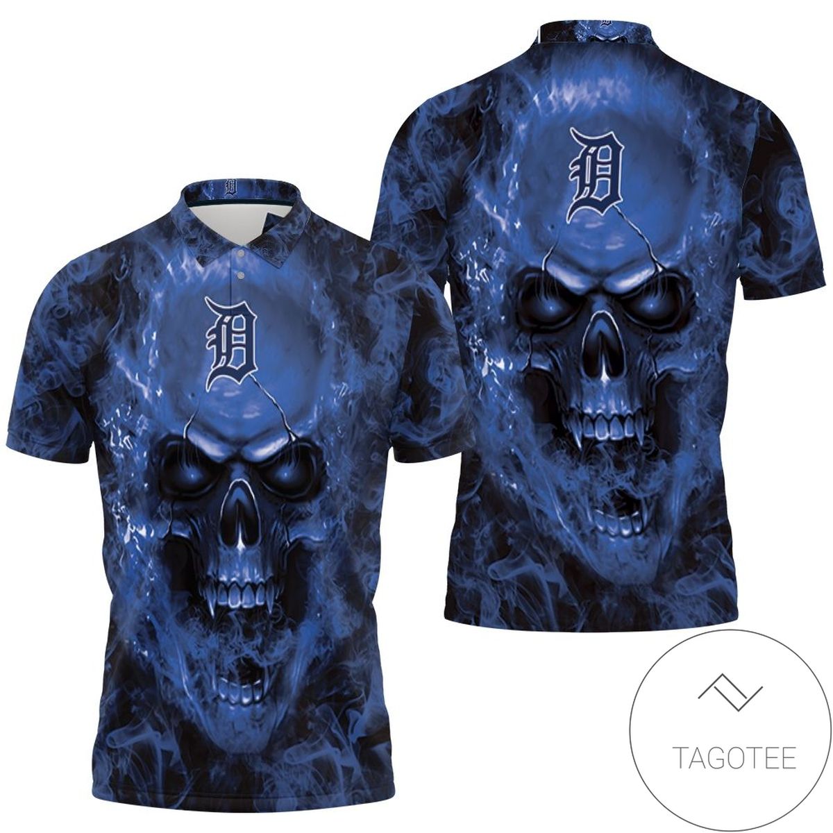 Detroit Tigers Mlb Fans Skull All Over Print Polo Shirt