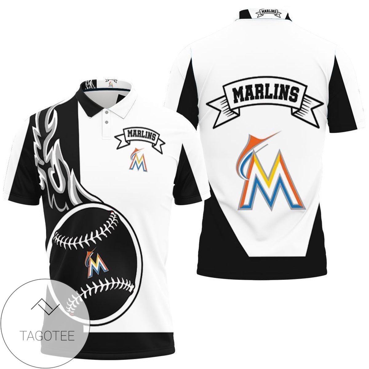 Miami Marlins Alternate 2019 Team Blue Thunder 2019 Jersey Inspired Style All Over Print Polo Shirt
