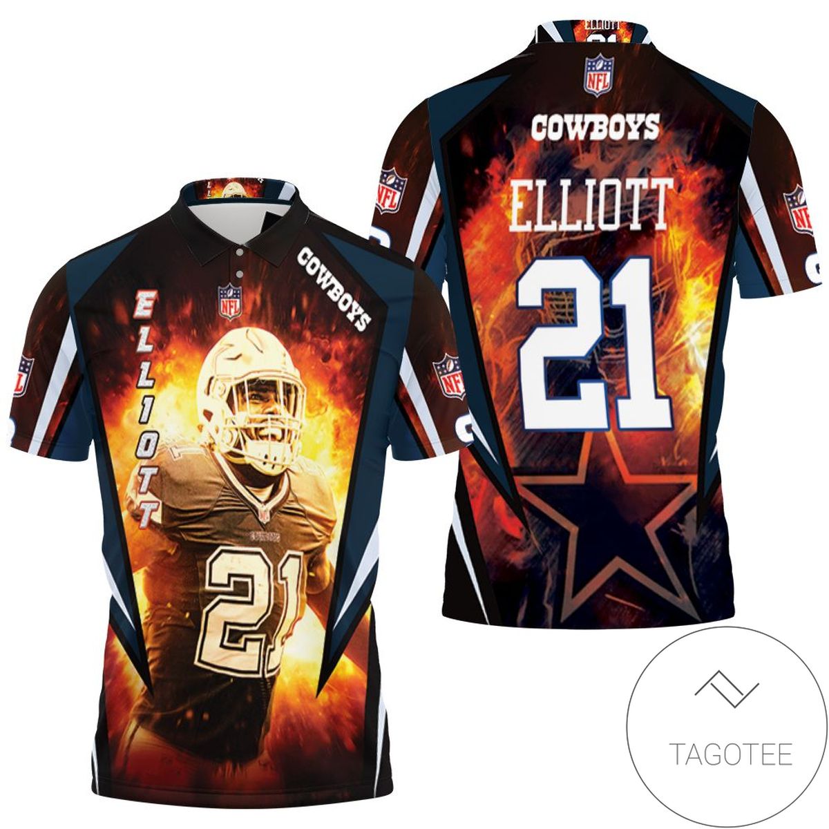 Ezekiel Elliott 21 Dallas Cowboys3d All Over Print Polo Shirt