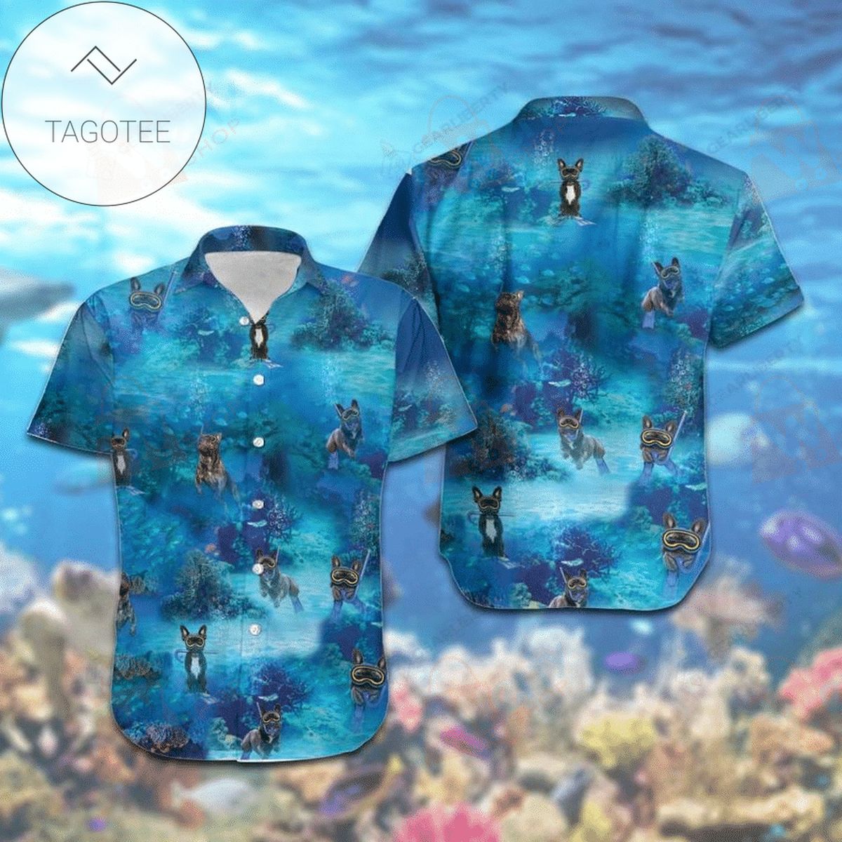 Find Diving French Bulldog Hawaiian Shirt