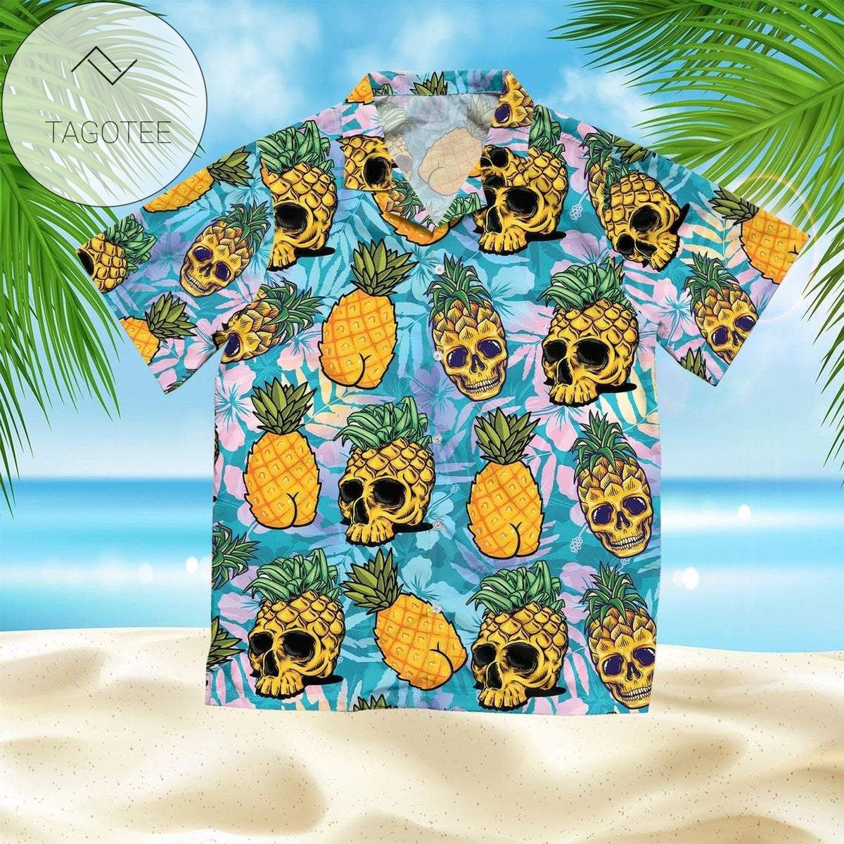 Funny Skull Pineapple Summer Unisex Hawaiian Shirts
