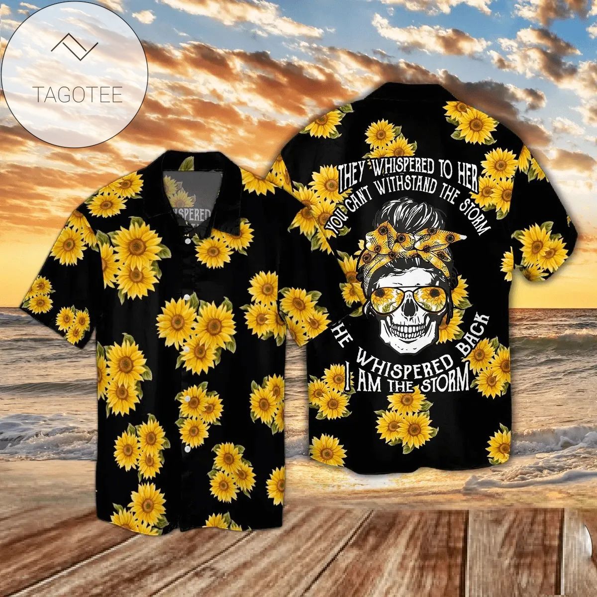 Gift For Mother Sunflower Mom Skull The Storm Hawaiian Shirts #va