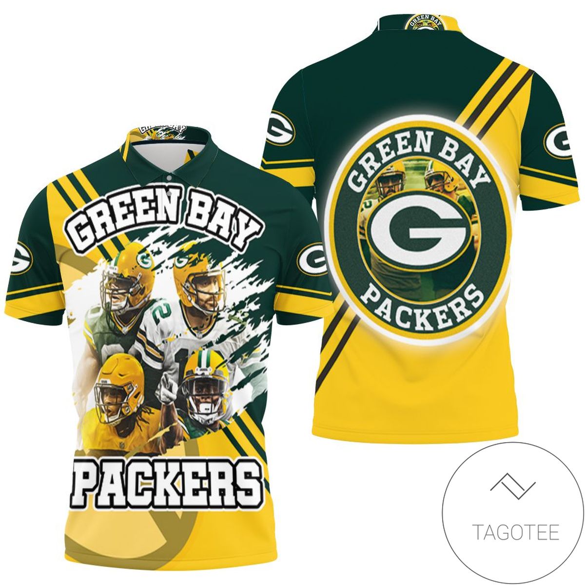 Green Bay Packers Aaron Rodgers 12 Jimmy Graham 80 Aaron Jones 33 Davante Adams 17 For Fans All Over Print Polo Shirt