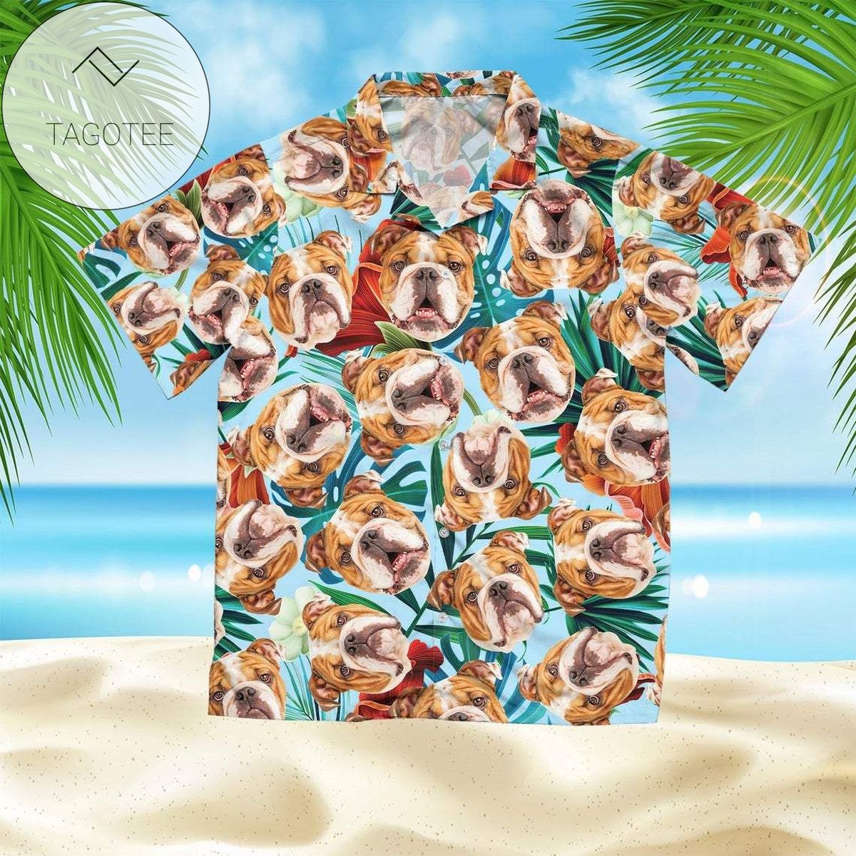 Happy Bulldog Face Unisex Hawaiian Shirts