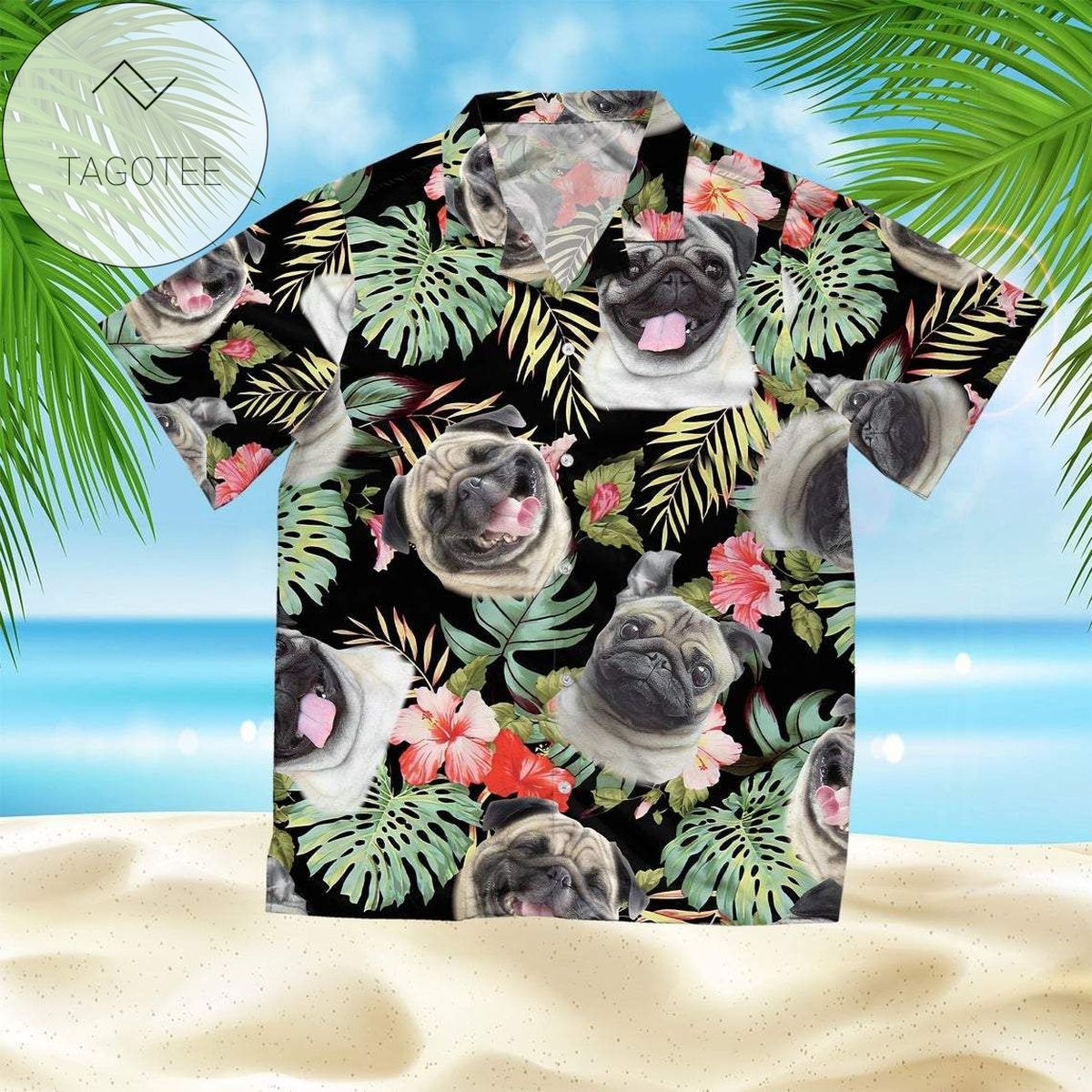 Happy Pug Dog Face Unisex Hawaiian Shirts