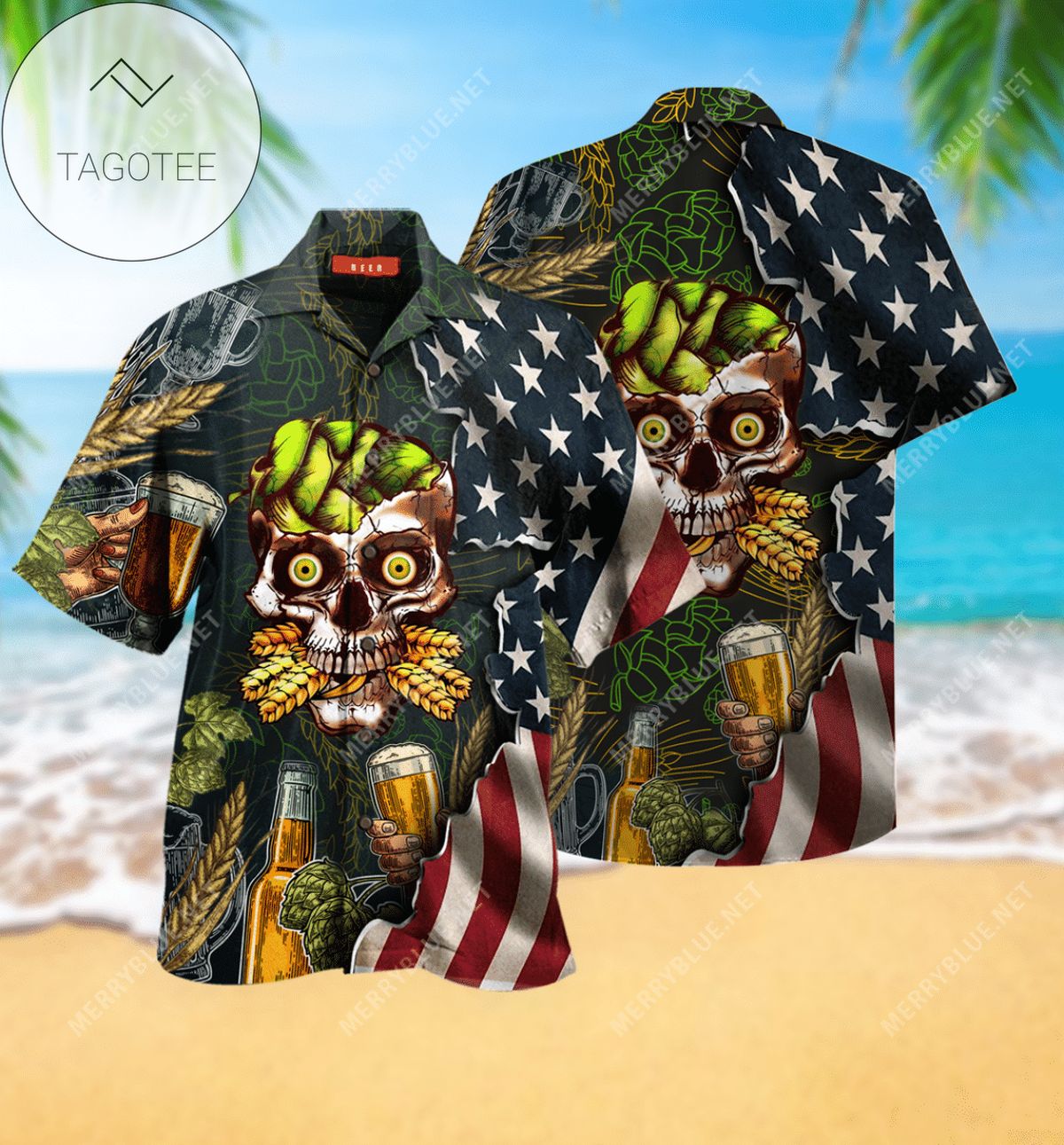 High Quality Beer Skull Unisex Hawaiian Shirt