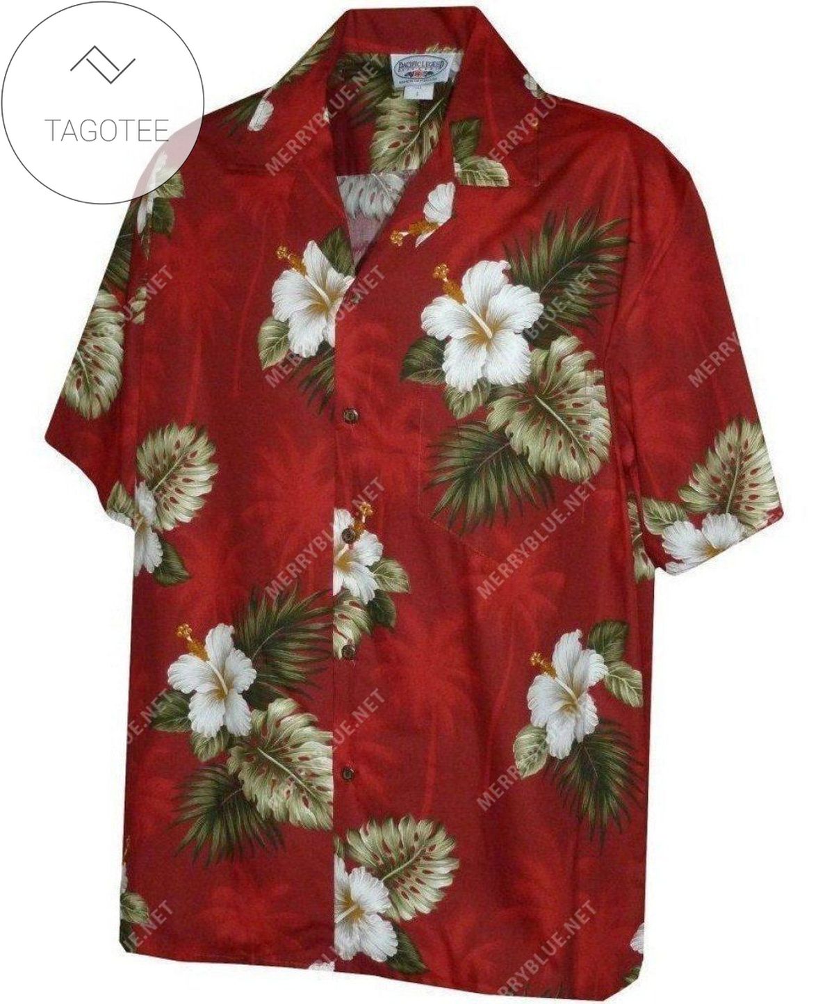 High Quality Pacific Legend Mens Hibiscus Palm Hawaiian Shirt
