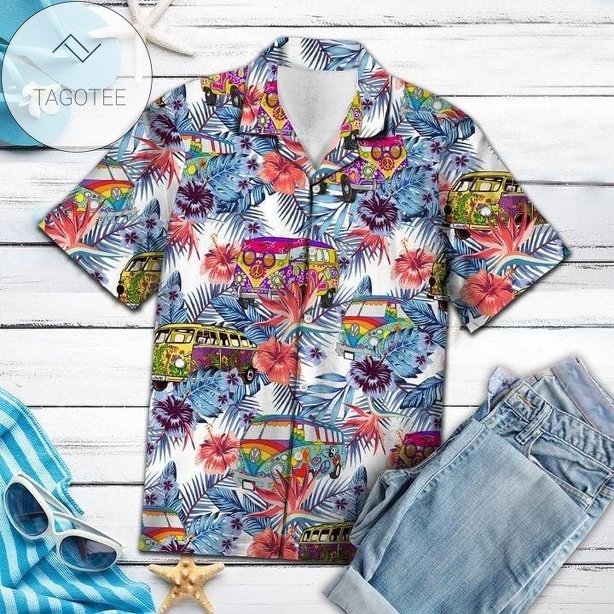 Hippie Van Truck Colorful Tropical 2022 Authentic Hawaiian Shirts #dh