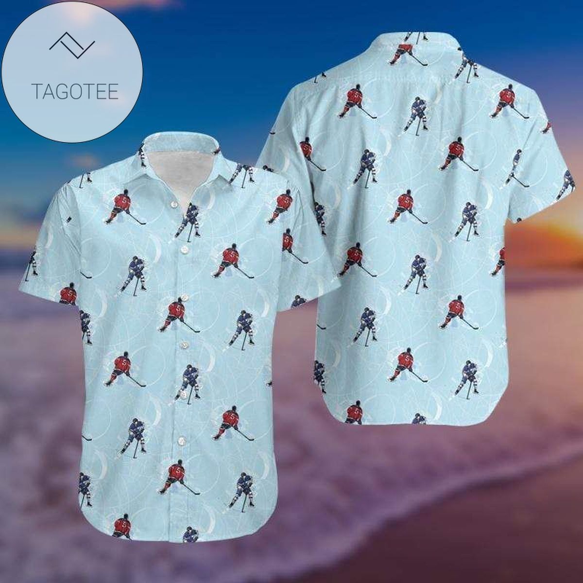 Hockey Player Tropical Hawaii Aloha Shirts