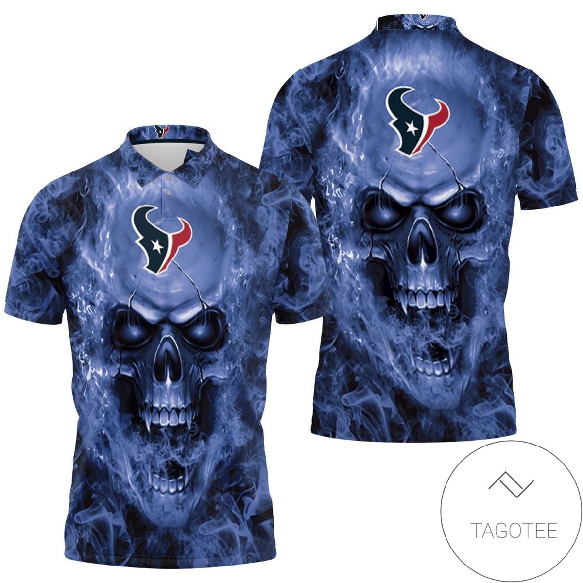 Houston Texans Nfl Fans Skull All Over Print Polo Shirt