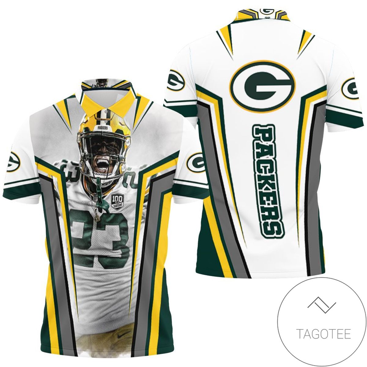 Jaire Alexander 23 Green Bay Packers 3d White Theme All Over Print Polo Shirt