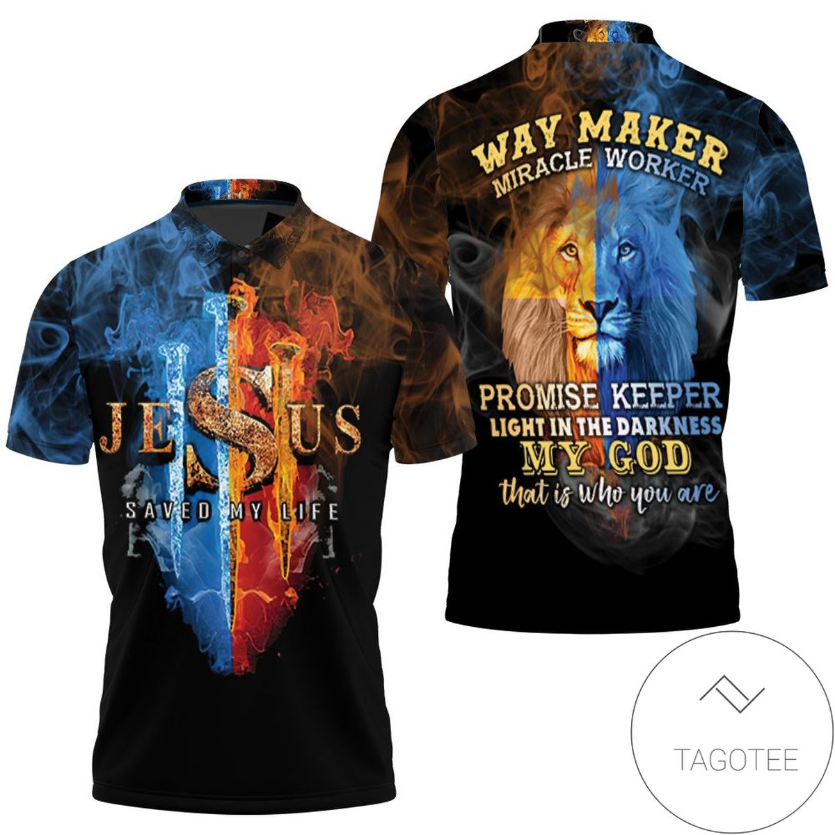 Jesus Save My Life Way Maker Miracle Worker Promi All Over Print Polo Shirt