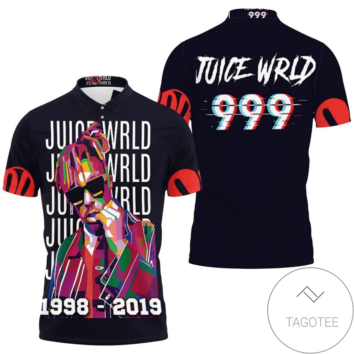 Juice Wrld 999 3d Sketch Oil Paint Rap Hip Hop All Over Print Polo Shirt