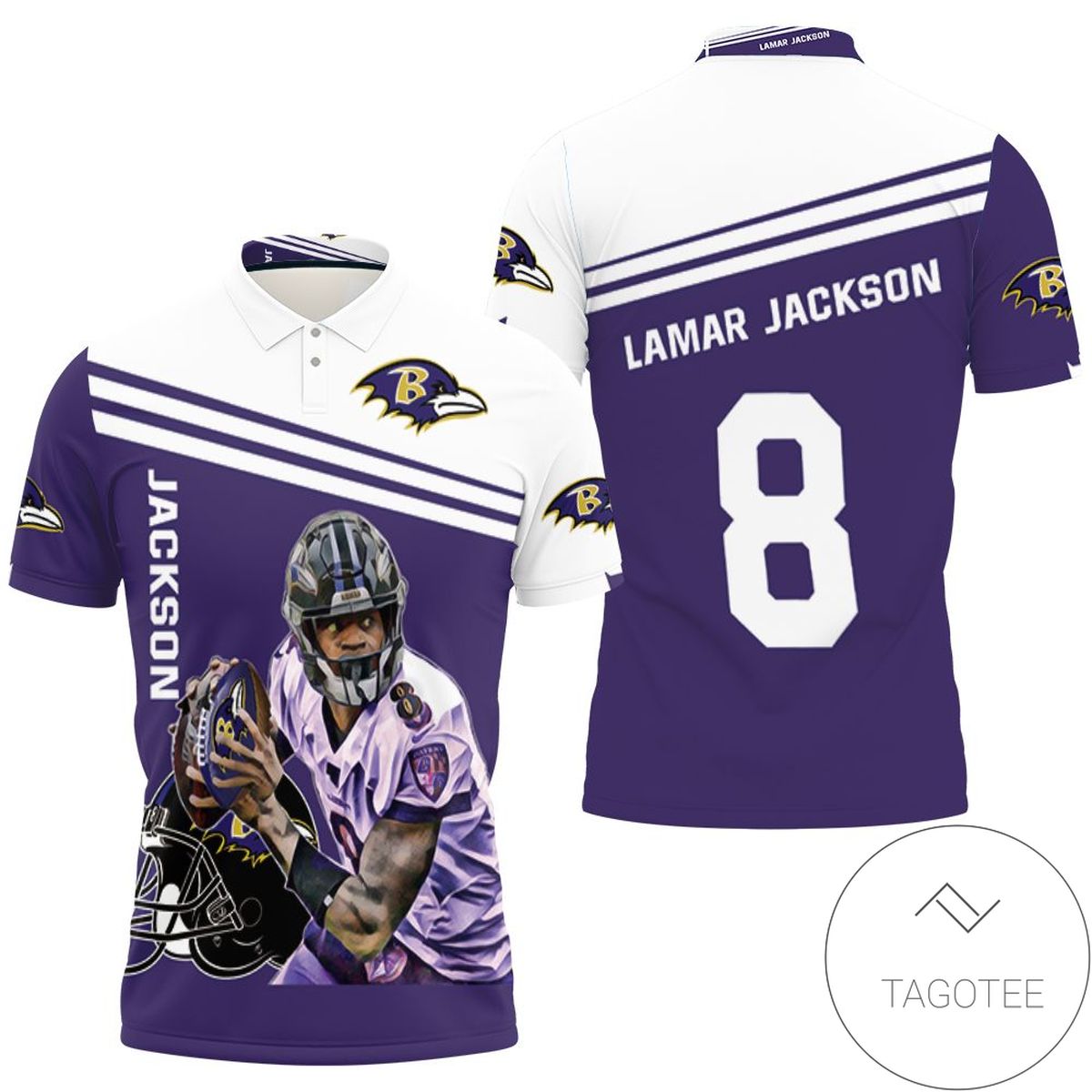 Lamar Jackson Baltimore Ravens 8 Legend 3d Jersey All Over Print Polo Shirt