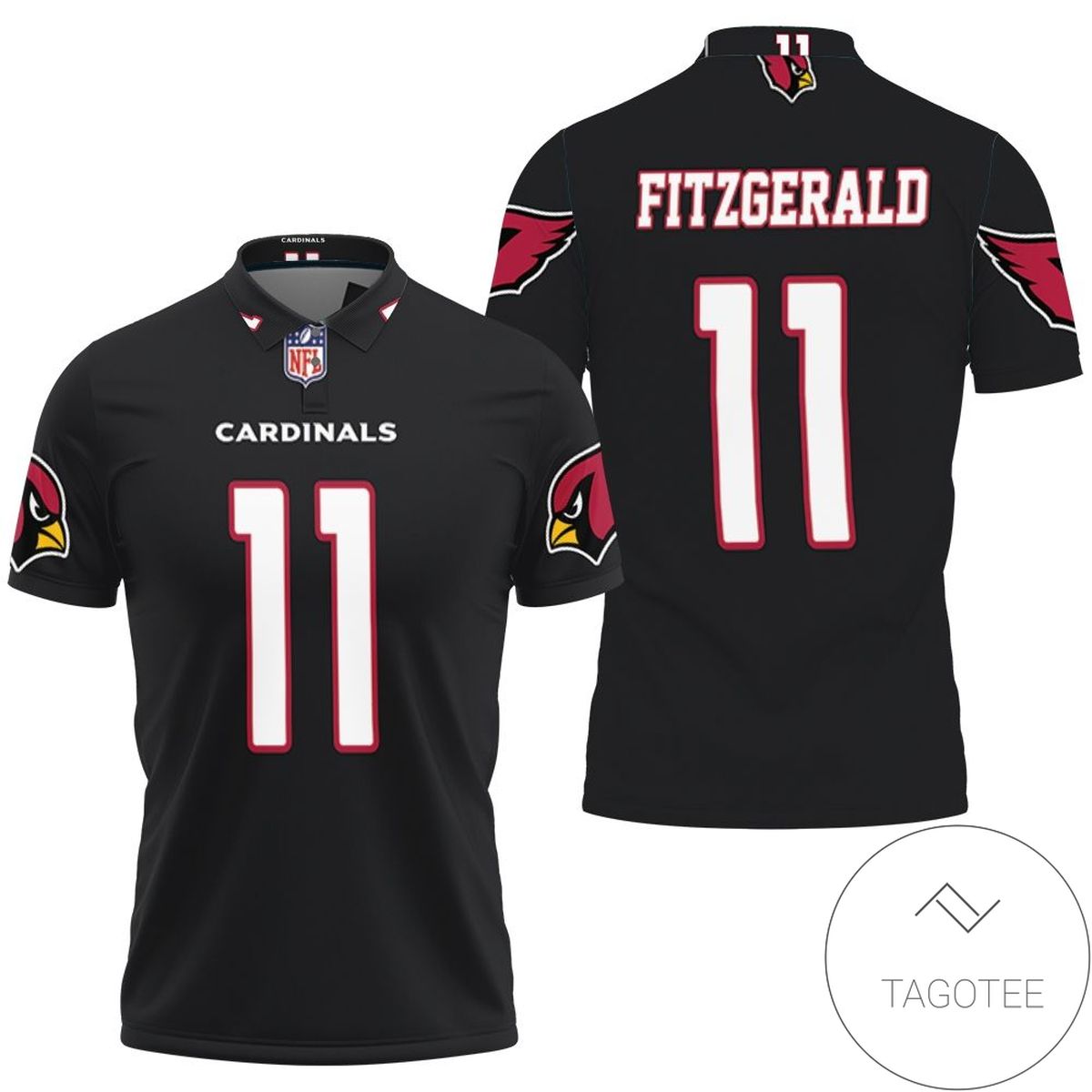 Larry Fitzgerald Arizona Cardinals Alternate Game Black 2019 Jersey Inspired Style All Over Print Polo Shirt