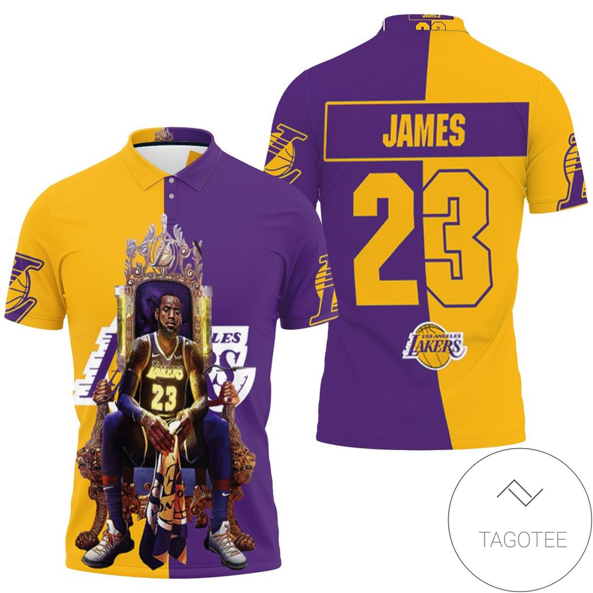 Lebron James On Throne Los Angles Lakers Legend 3d Printed All Over Print Polo Shirt
