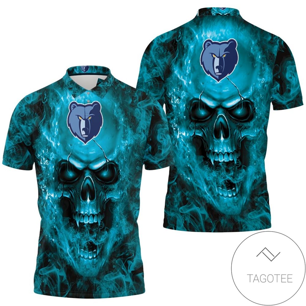 Memphis Grizzlies Nba Fans Skull All Over Print Polo Shirt