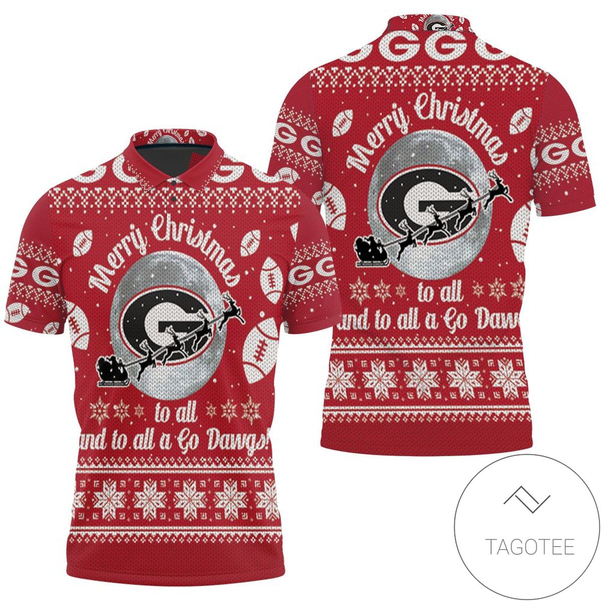 Merry Christmas Georgia Bulldogs To All And To All A Go Dawgs Ugly Chri All Over Print Polo Shirt