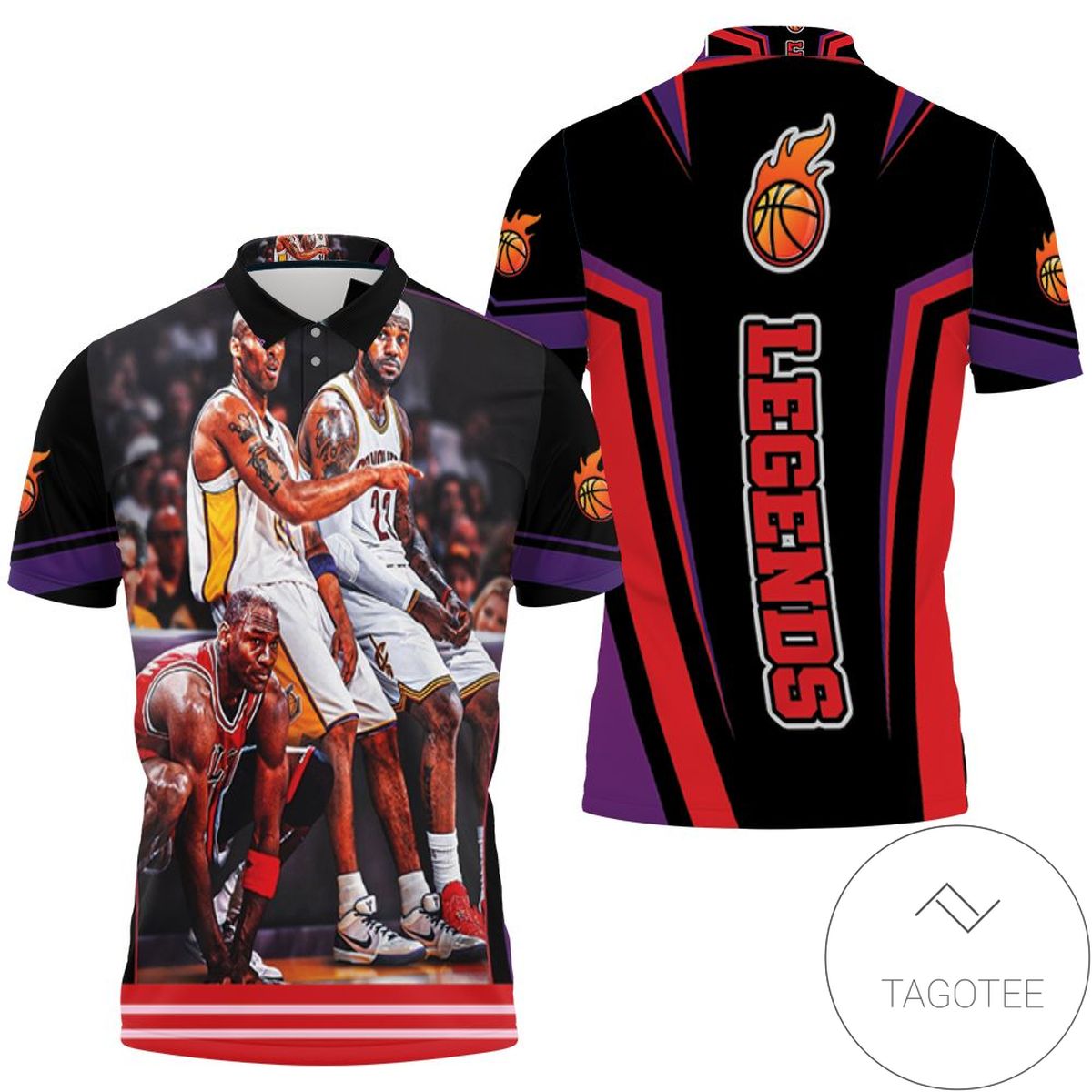Michael Jordan Kobe Bryant Lebron James Nba Legend All Over Print Polo Shirt