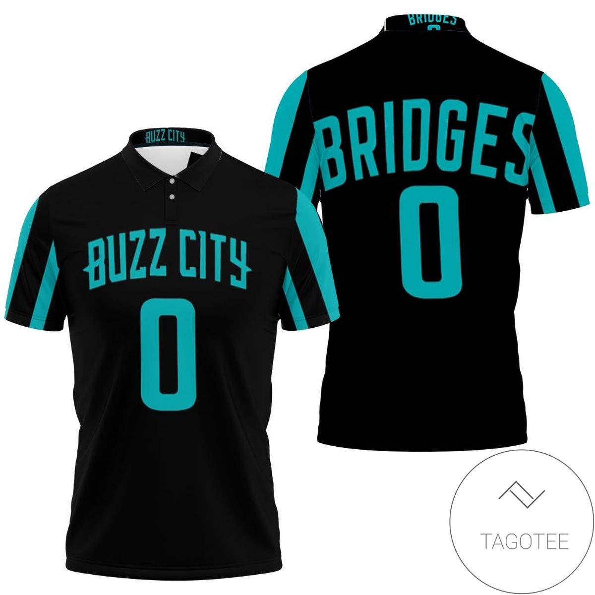 Miles Bridges Charlotte Hornets Jordan Brand City Edition Black Jersey All Over Print Polo Shirt