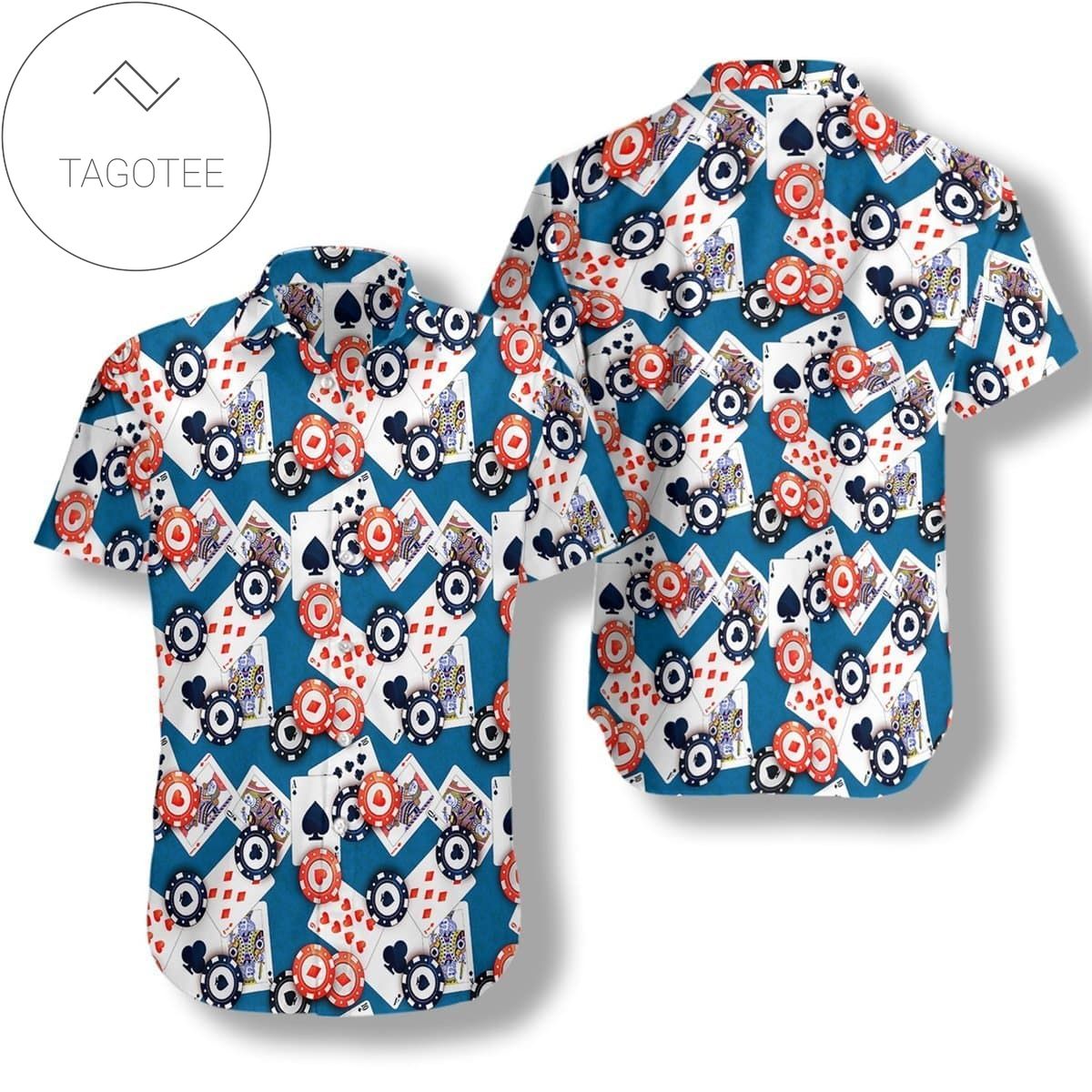 Poker Seamless Blue Pattern Hawaiian Shirt #h