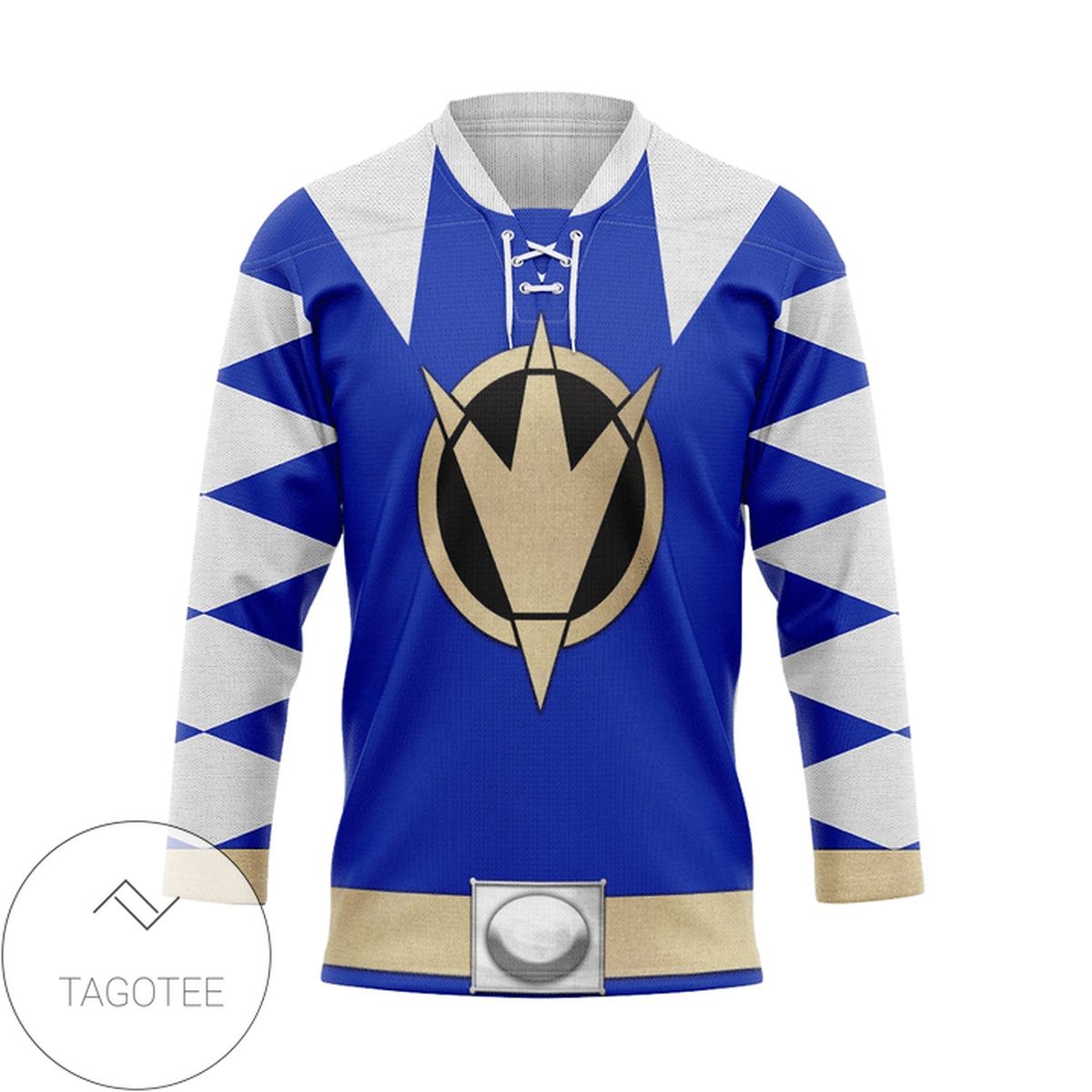 Power Ranger Dino Thunder Blue Custom Hockey Jersey