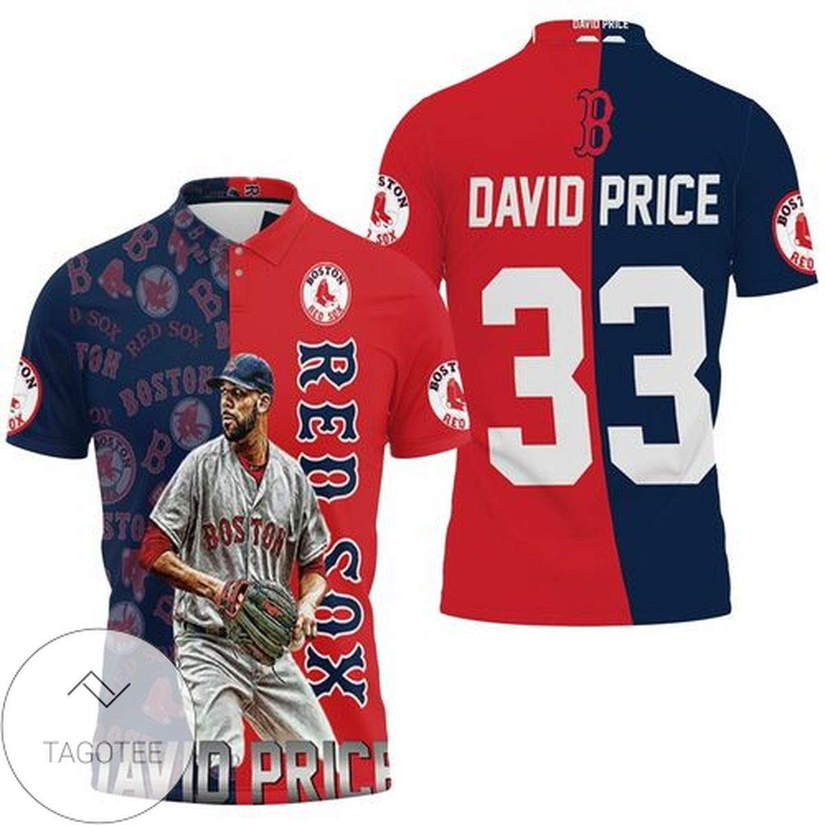 David Price Boston Red Sox 33 All Over Print Polo Shirt