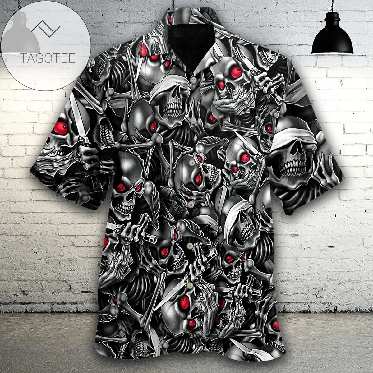 Skull With Red Eyes 2022 Authentic Hawaiian Shirts #dh