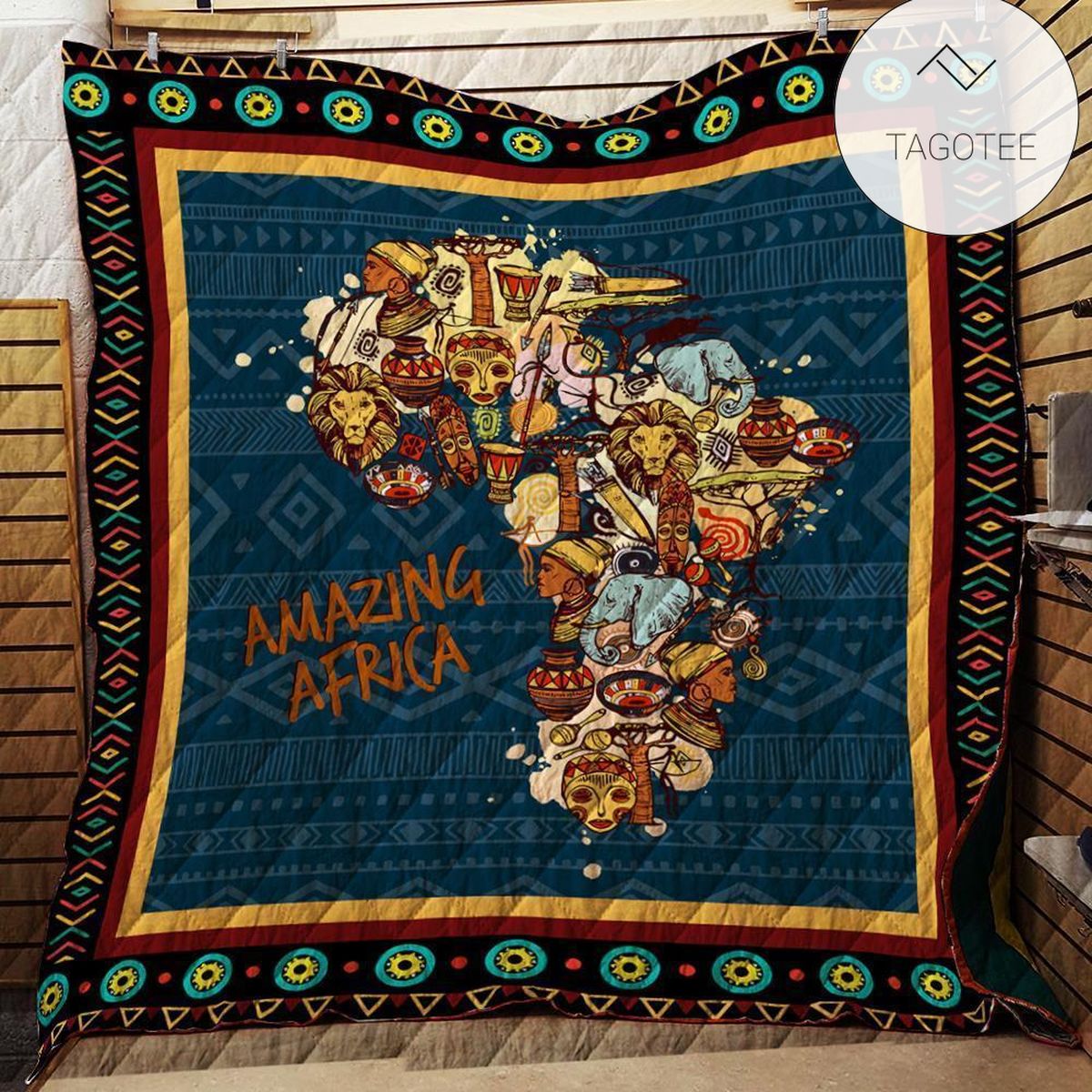 Africa Map Style Quilt Blanket